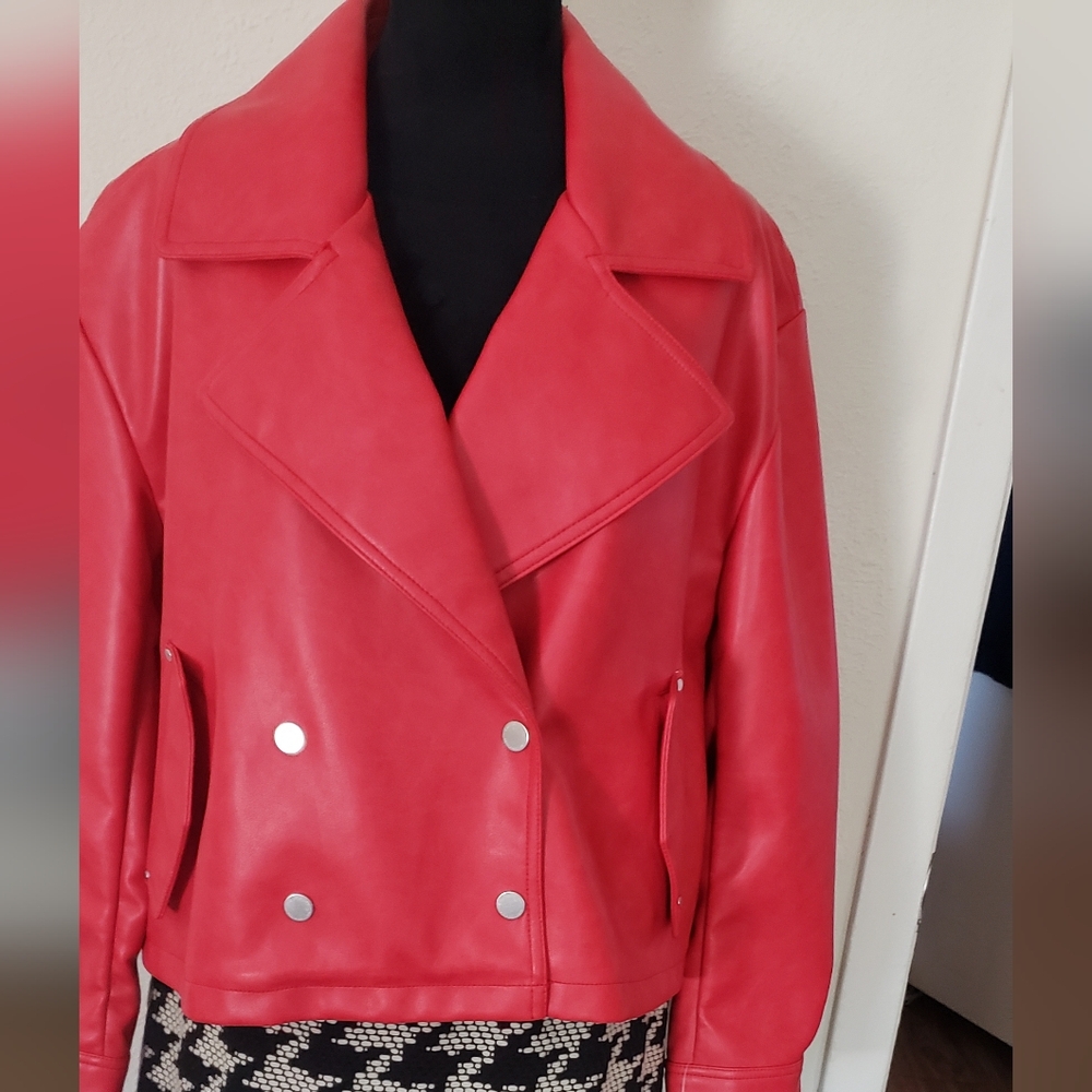 Avec Les Filles Faux Ever Leather Red Women's Jacket
